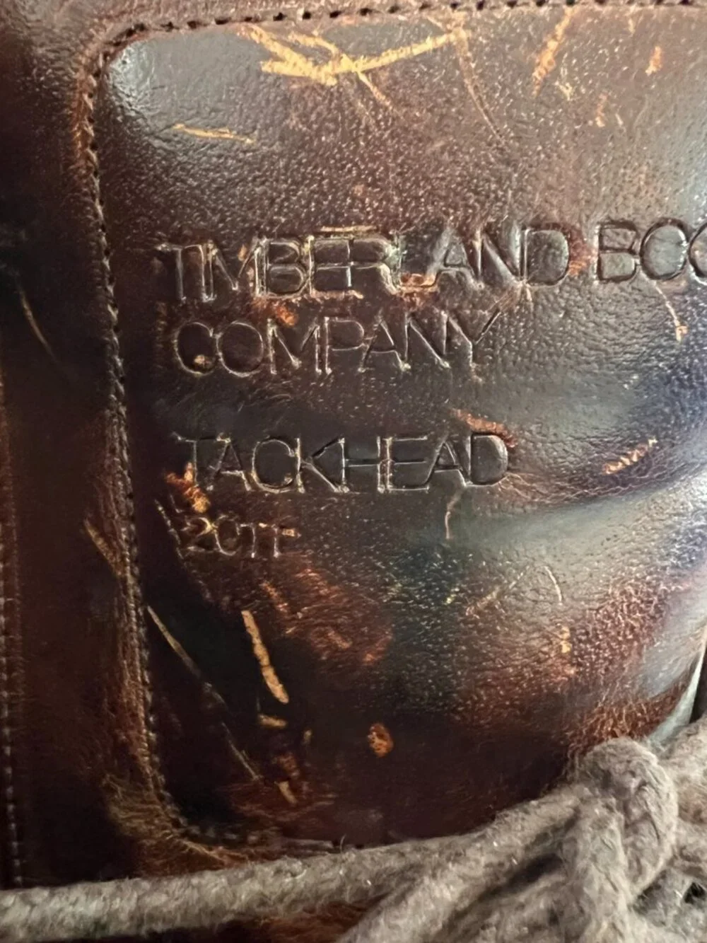 Timberland Boot Company Tackhead leather brown lace up mens 8 combat lug soles